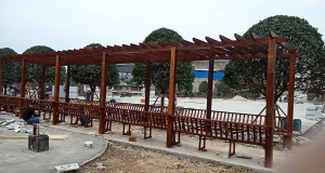 一庭、一院、一廊架，湖南防腐木走廊