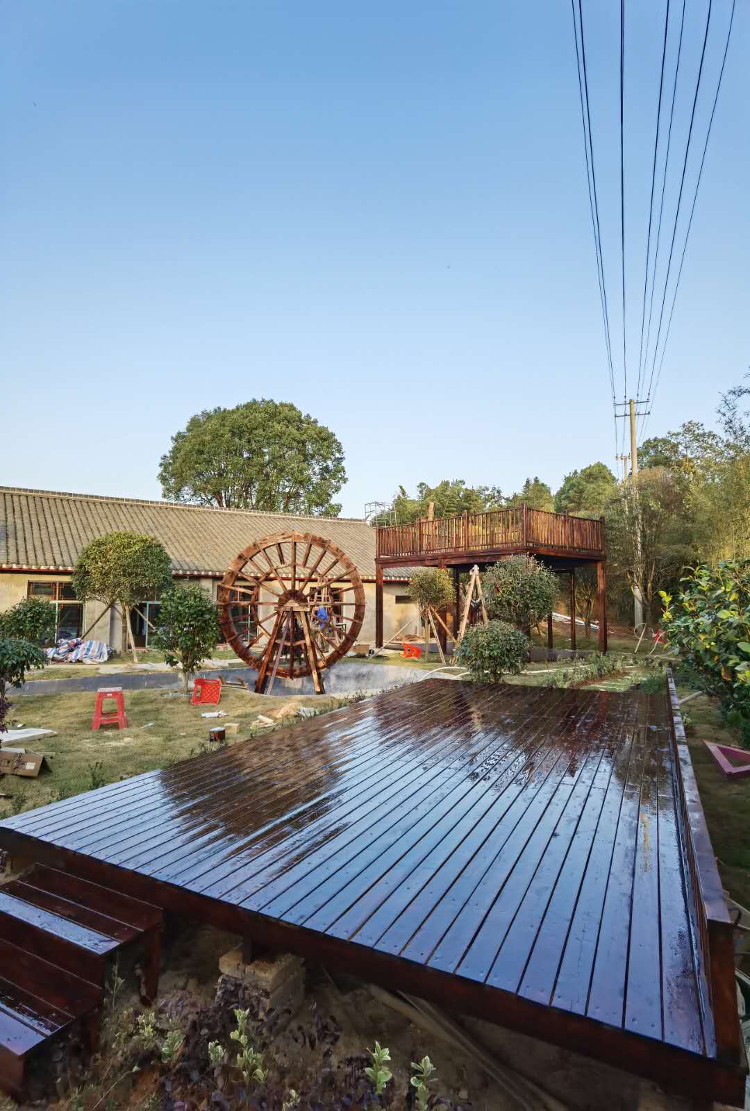 瀏陽平臺涼亭-湖南防腐木涼亭施工案例